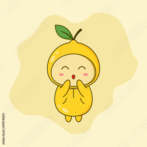 Cute lemon cartoon mascot. Vector Illustration. EPS 10.
