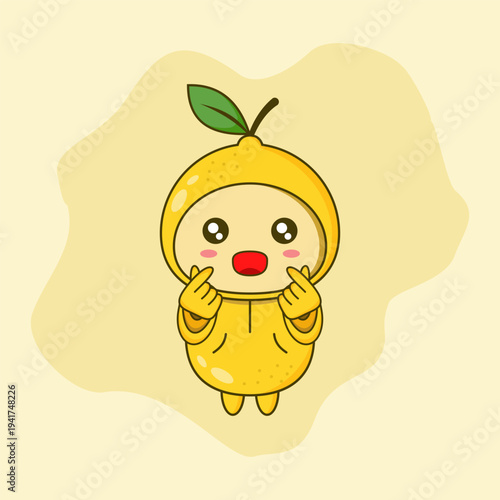 Cute lemon cartoon mascot. Vector Illustration. EPS 10.