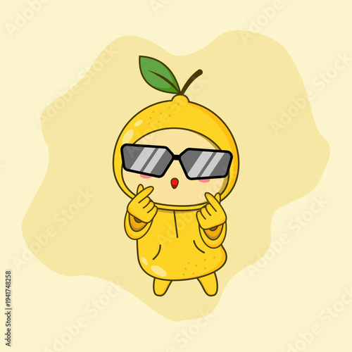 Cute lemon cartoon mascot. Vector Illustration. EPS 10.