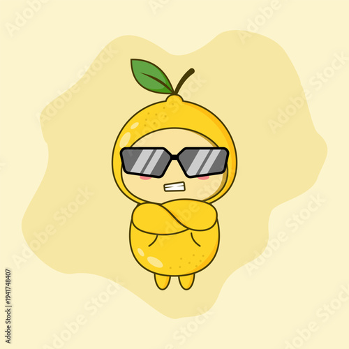 Cute lemon cartoon mascot. Vector Illustration. EPS 10.