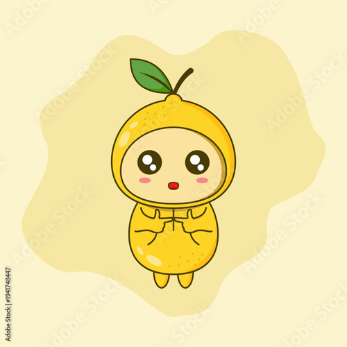 Cute lemon cartoon mascot. Vector Illustration. EPS 10.