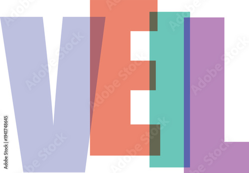 Colorful VEIL Letters on White Background