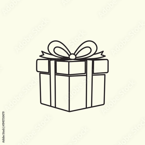 Simple Gift Box Icon with Ribbon Bow.
