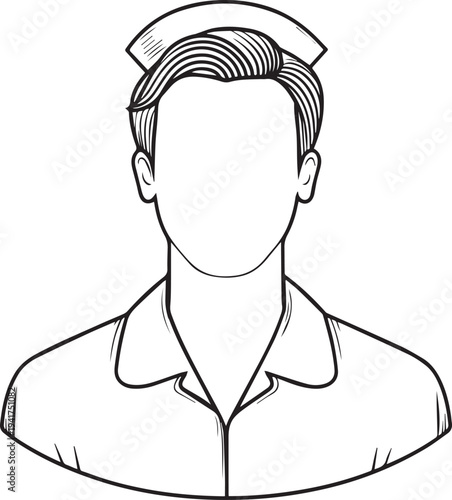 Wallpaper Mural Hand Drawn Man as Nurse Black and White Avatar Illustration in Minimal Line Art Style Design Torontodigital.ca