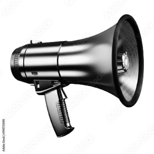 Halftone Megaphone Loudspeaker Communication Announcement Concept