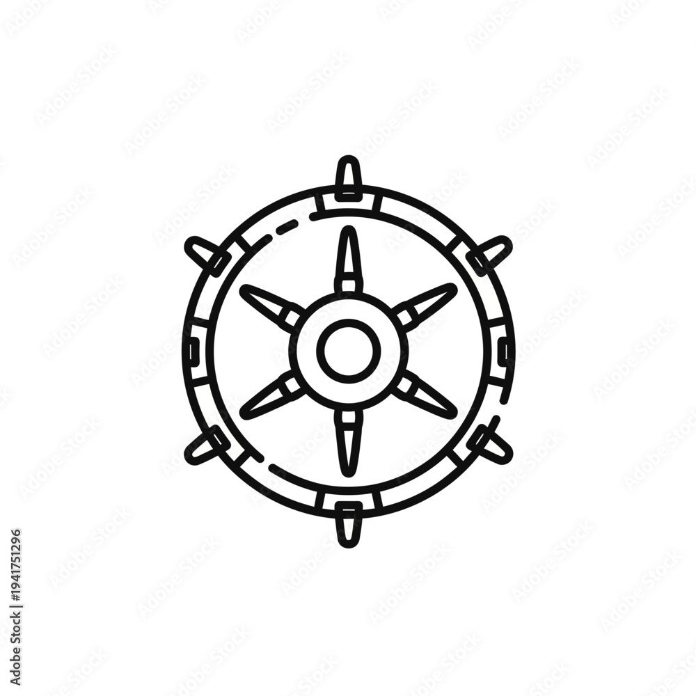 Obraz premium Simple Line Art Illustration of a Ships Wheel.