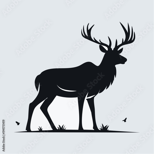Majestic stag silhouette captured with elegant simplicity, embodying the wild beauty of nature with striking graphic appeal