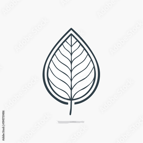 Elegant minimalist outline illustration of a single leaf, symbolizing organic growth, environmental care, and natural beauty