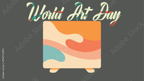World Art Day Celebration: Vibrant Illustration of an Easel with Colorful Paint Strokes, Perfect for Creative Events and Artistic Promotions