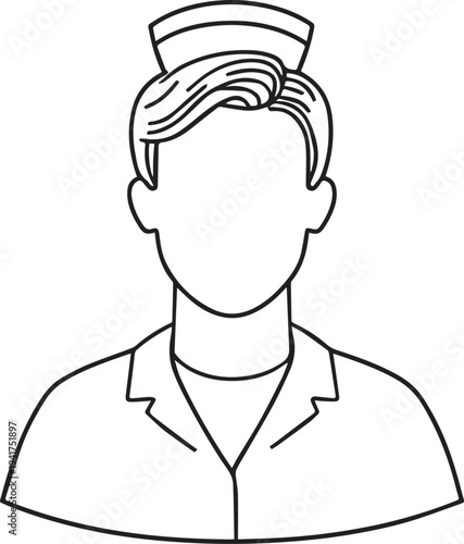 Wallpaper Mural Hand Drawn Man as Nurse Black and White Avatar Illustration in Minimal Line Art Style Design Torontodigital.ca