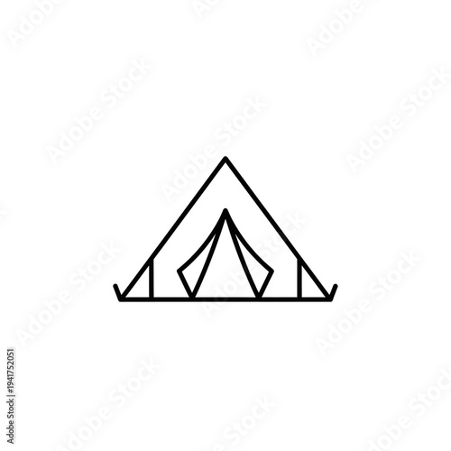 Simple Line Art Tent Icon.