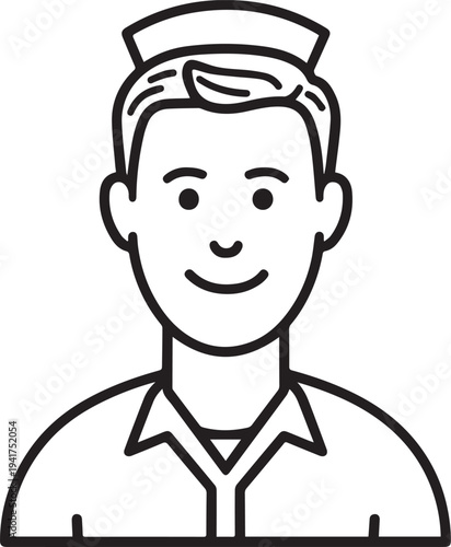 Wallpaper Mural Hand Drawn Man as Nurse Black and White Avatar Illustration in Minimal Line Art Style Design Torontodigital.ca