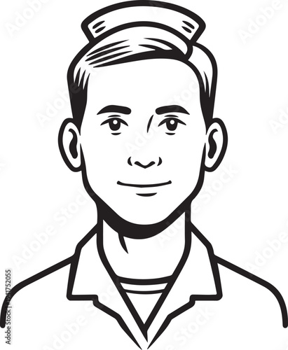 Wallpaper Mural Hand Drawn Man as Nurse Black and White Avatar Illustration in Minimal Line Art Style Design Torontodigital.ca