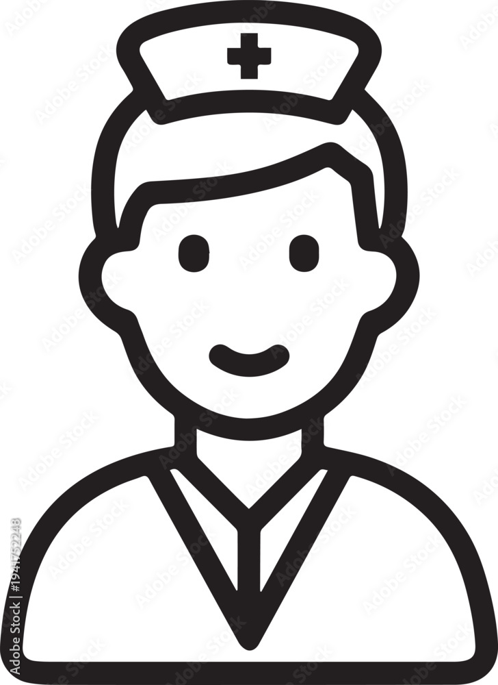 custom made wallpaper toronto digitalHand Drawn Man as Nurse Black and White Avatar Illustration in Minimal Line Art Style Design