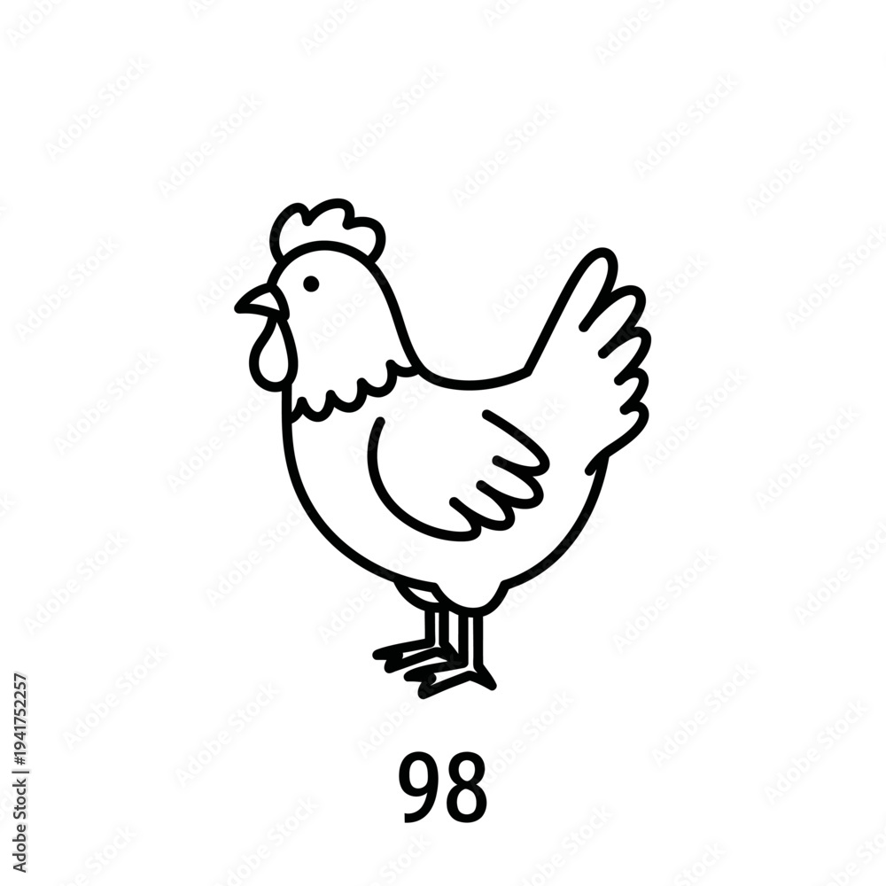 Obraz premium Simple Line Drawing of a Chicken.
