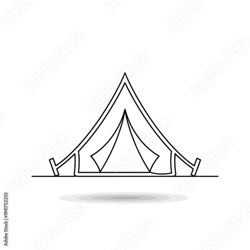 Simple Line Drawing of a Bell Tent.