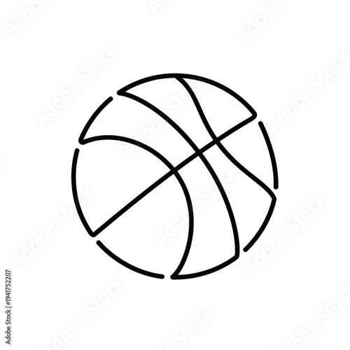 Simple Line Drawing of a Basketball.