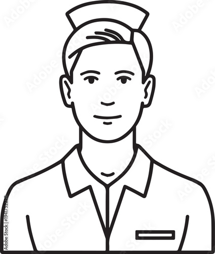 Wallpaper Mural Hand Drawn Man as Nurse Black and White Avatar Illustration in Minimal Line Art Style Design Torontodigital.ca