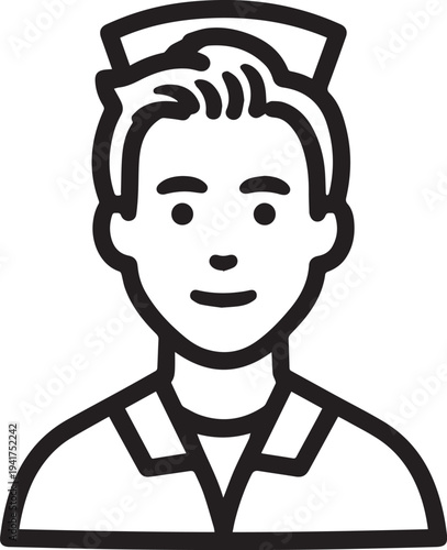 Wallpaper Mural Hand Drawn Man as Nurse Black and White Avatar Illustration in Minimal Line Art Style Design Torontodigital.ca