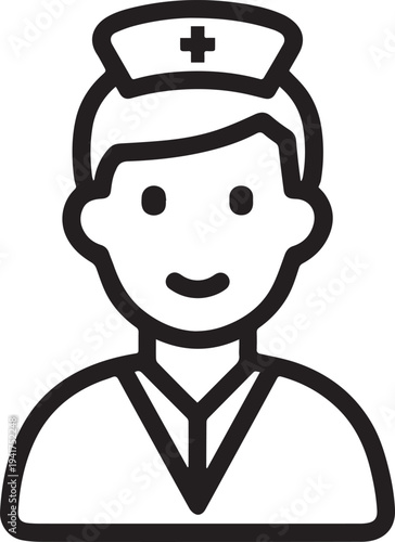 Wallpaper Mural Hand Drawn Man as Nurse Black and White Avatar Illustration in Minimal Line Art Style Design Torontodigital.ca