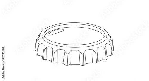 Simple black and white line art illustration showing the top and sides of a classic metal bottle cap on a plain white background.
