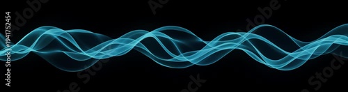 Abstract Blue Wavy Waveform Animation on Isolated Black Background – Neon Fluid Lines Loop