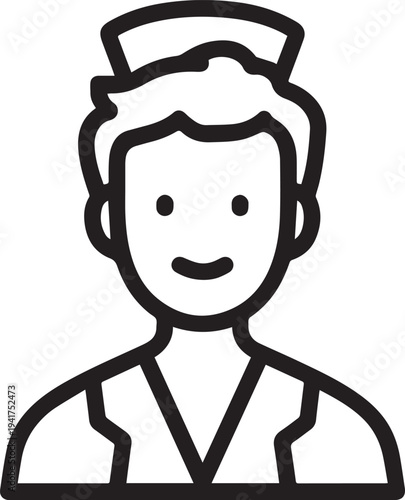 Wallpaper Mural Hand Drawn Man as Nurse Black and White Avatar Illustration in Minimal Line Art Style Design Torontodigital.ca