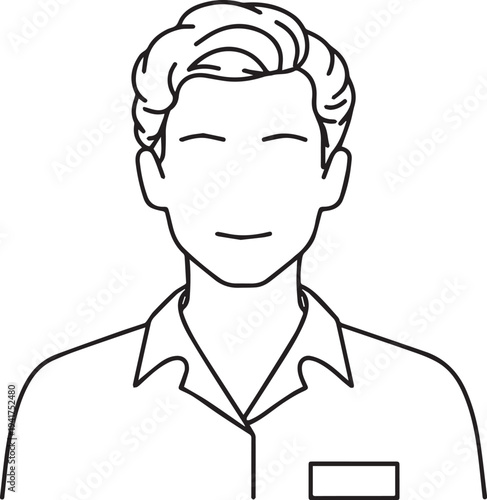 Wallpaper Mural Hand Drawn Man as Nurse Black and White Avatar Illustration in Minimal Line Art Style Design Torontodigital.ca