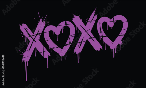 Graffiti xoxo hearts in purple