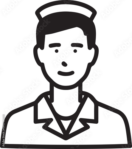 Wallpaper Mural Hand Drawn Man as Nurse Black and White Avatar Illustration in Minimal Line Art Style Design Torontodigital.ca