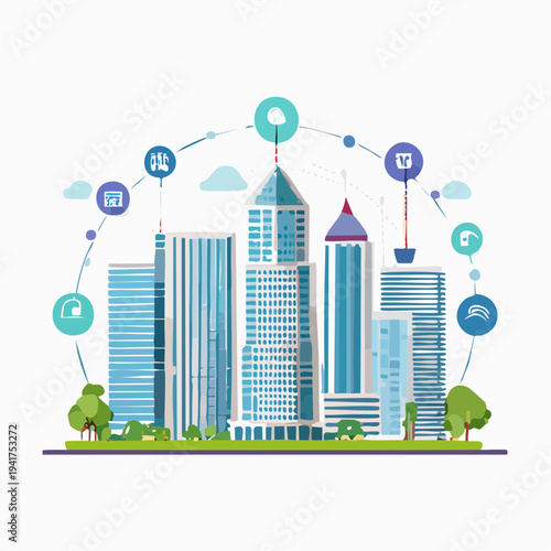 Smart City Technology Futuristic Urban Infrastructure and Connectivity Concept