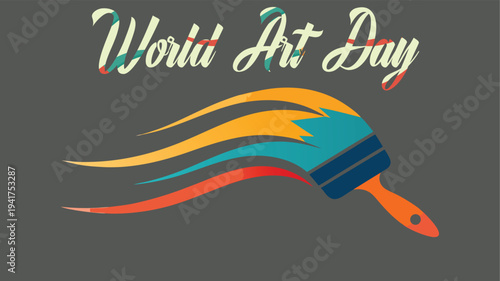 Vibrant World Art Day Illustration with Brushstroke - Celebrating Creativity and Artistic Expression on a Global Scale