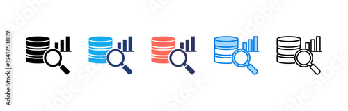 Big Data Analytics icon sheet multiple style collection