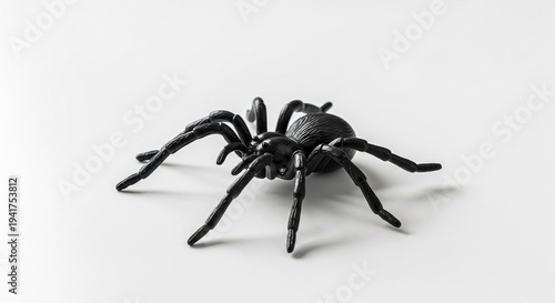 April Fools prank concept with realistic fake spider toy isolated on white background