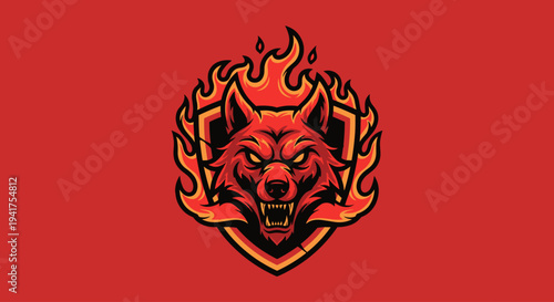 Fierce Wolf Head Logo Design Illustration.