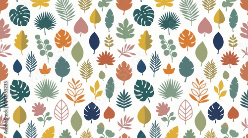 Vibrant Multicolor Leaf Pattern for Textiles and Design.
