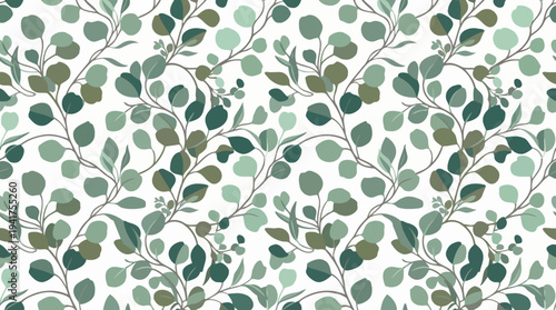 Delicate botanical leaf pattern featuring green foliage for background design and textile decor.
