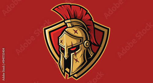 Gold Spartan Helmet Logo Design Element.
