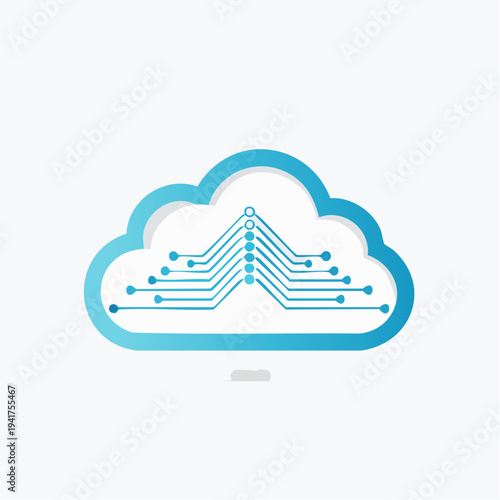 Cloud computing and digital technology concept, electronic circuit board design inside cloud