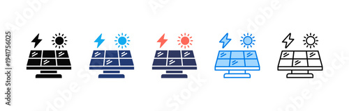 Renewable Energy icon sheet multiple style collection