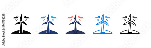 Wind Turbine icon sheet multiple style collection