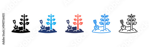 Tree Planting icon sheet multiple style collection