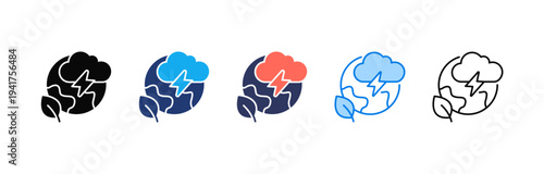 Climate Action icon sheet multiple style collection