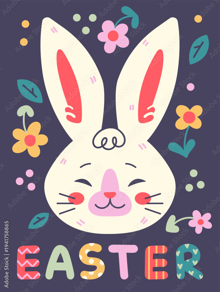 Fototapeta premium Easter retro poster traditional design
