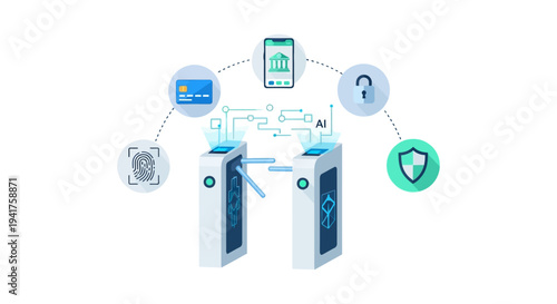 AI Biometric Turnstile Access Control: Secure Entry System with Fingerprint, Mobile Banking, and Digital Verification Technology