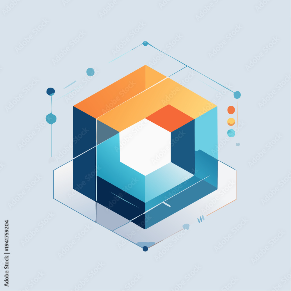 Fototapeta premium Abstract Geometric 3D Hexagonal Structure with Interconnected Lines and Dots