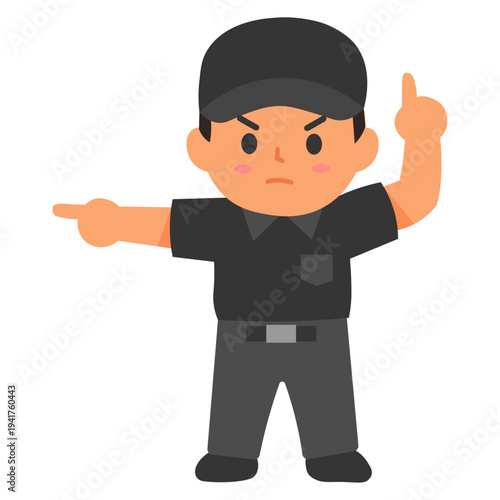 Cute Baseball Umpire Showing Foul or Violation Signal Cartoon Vector
