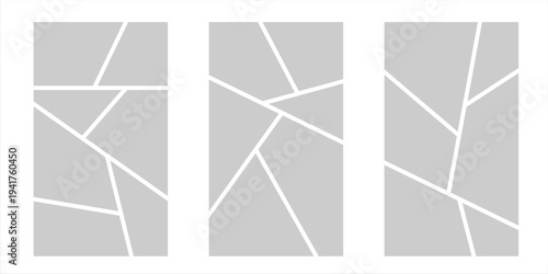 Image collage layout template. Grey mosaic mood board grid collection. Picture frame set. Photo album idea for banner, poster, comic page, flyer, brochure, booklet, memory wall design. Vector pack