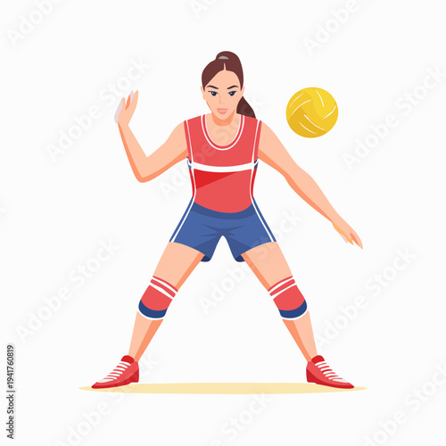 Female volleyball player in action, ready to serve or hit the ball