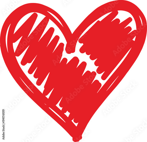 A broken heart symbol with a red color and white background